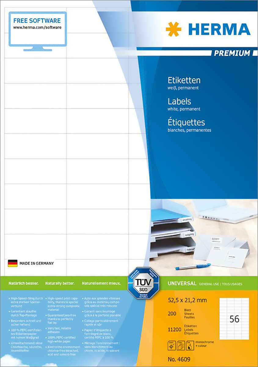 Herma Premium Etiketten 52.5x21.2mm à 200 Pic1