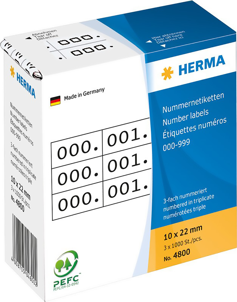 Herma Dreifach-Nummern 0-999 10x22mm à 3 x 1000 Pic1