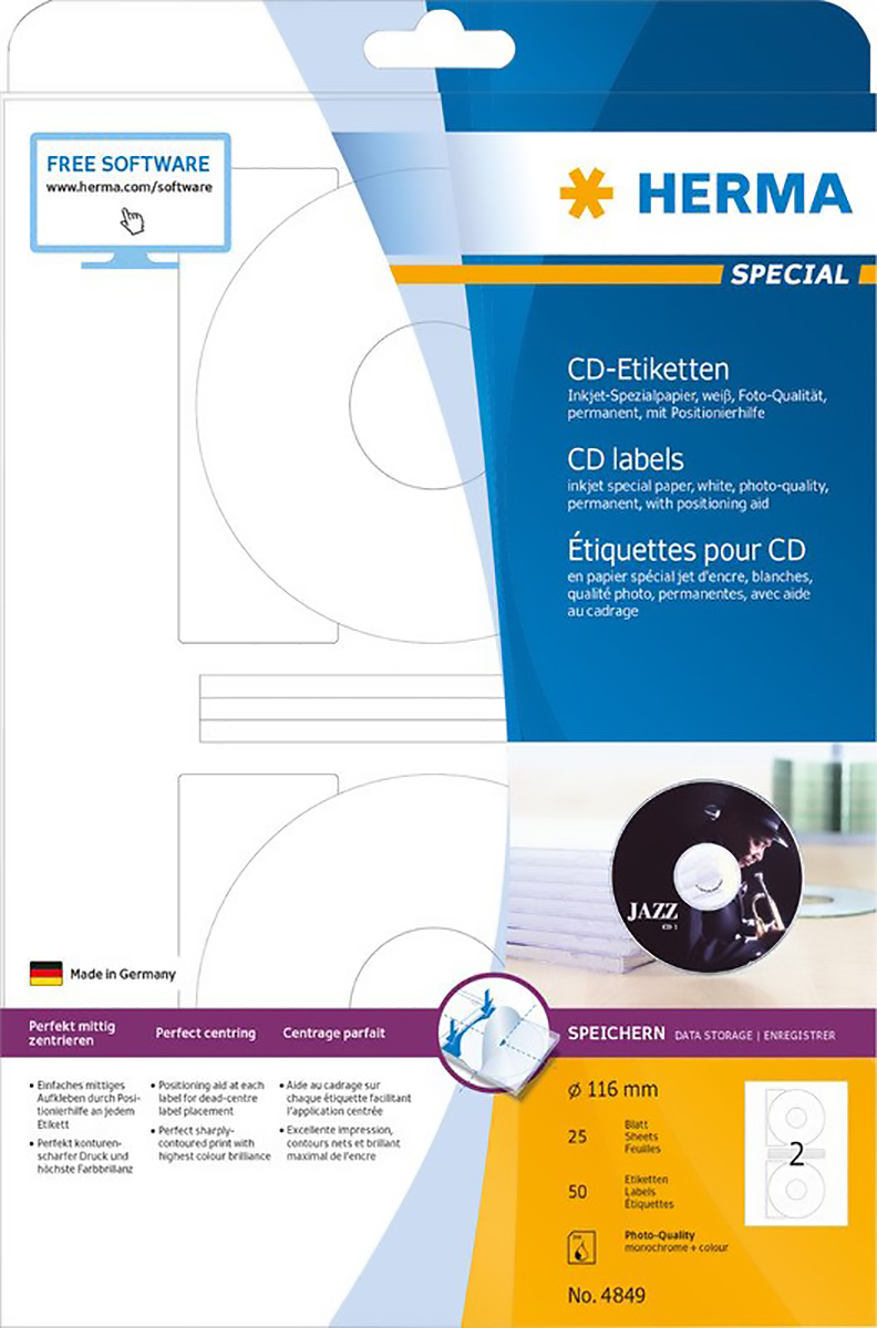 Herma InkPrint CD etiquettes 116mm à 25 Pic1
