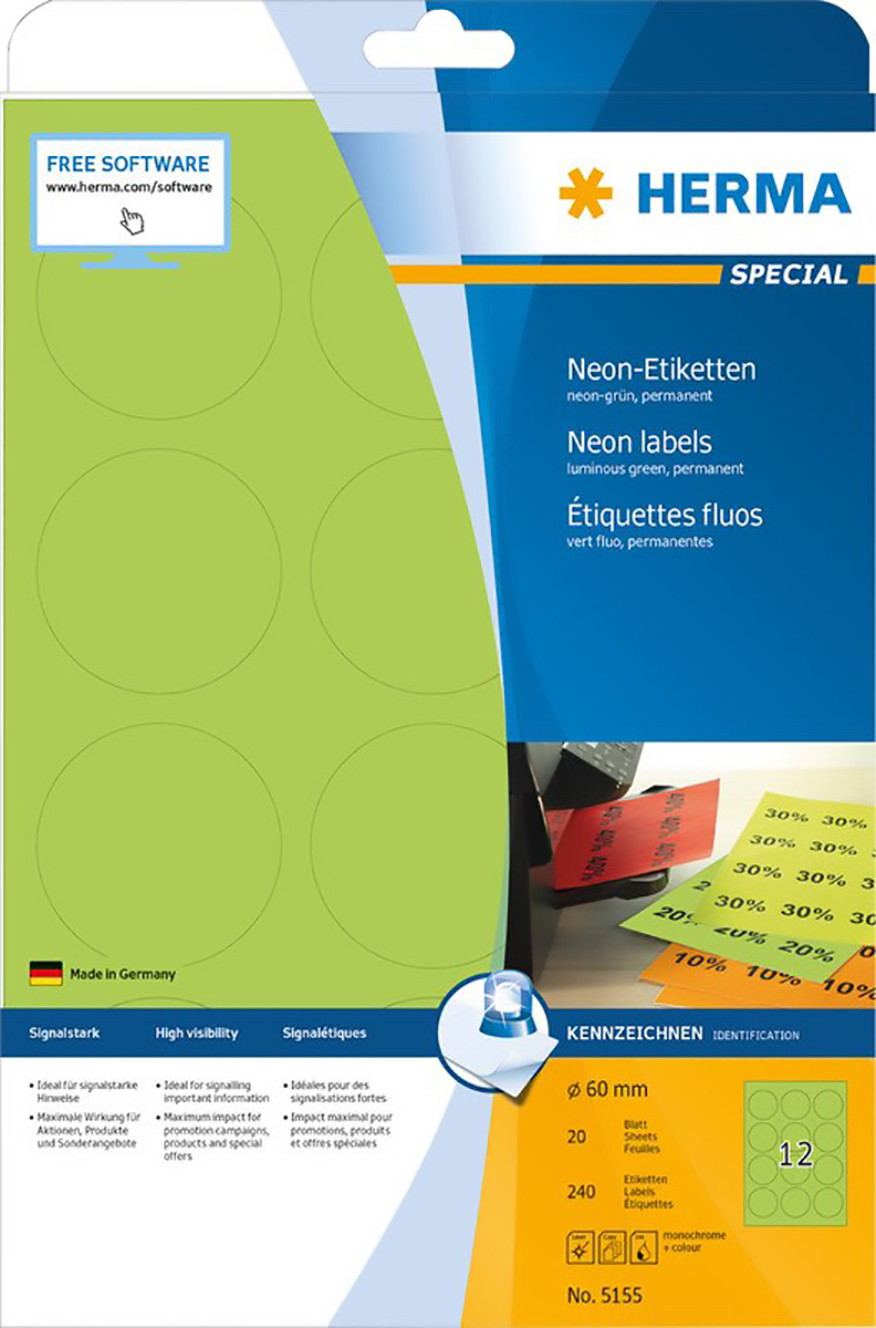 Herma Etiketten farbig rund 60mm à 20 Pic1
