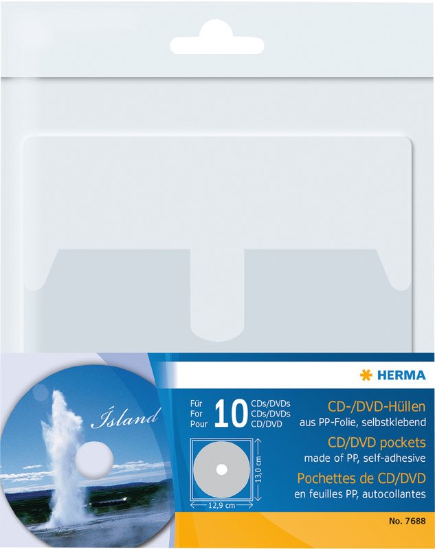 Herma CD/DVD-Taschen mit Klappe selbstklebend Pic1