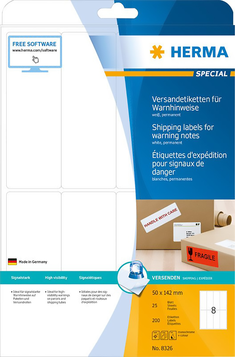 Herma Etiketten für Versandhinweise 50x142mm à 25 Pic1