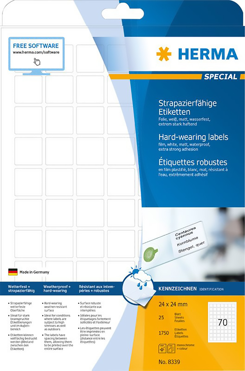 Herma Etiketten strapazierfähig wetterfest 24x24mm à 25 Pic1