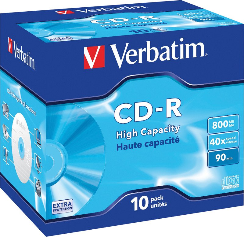 Verbatim CD-R 800/90/40x Jewel Case HC à 10 Pic1
