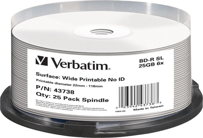 Verbatim BluRayBD-R25GB/6x25erSpSL Pic1