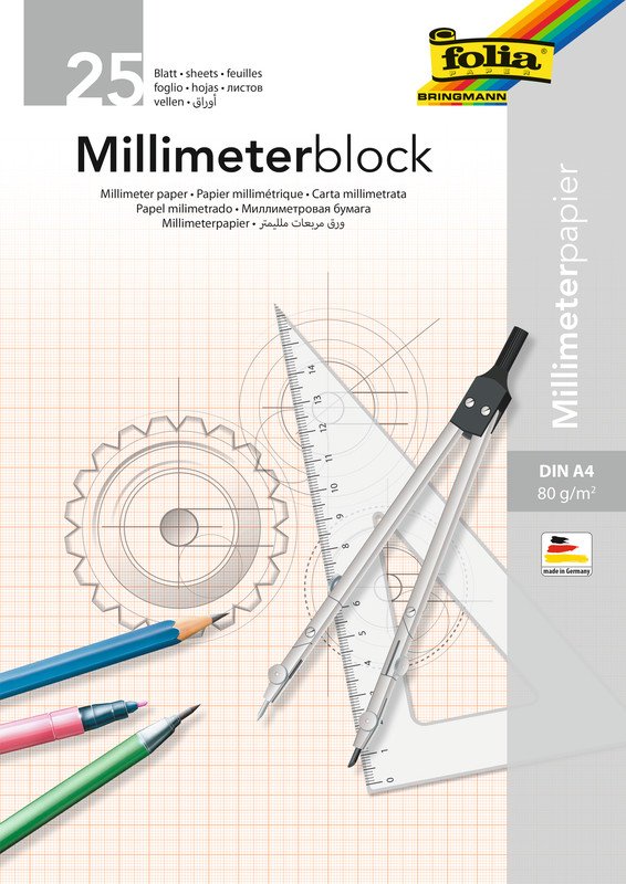 Folia Millimeterpapier Block A4 80g mit 1mm-Einteilung Pic1