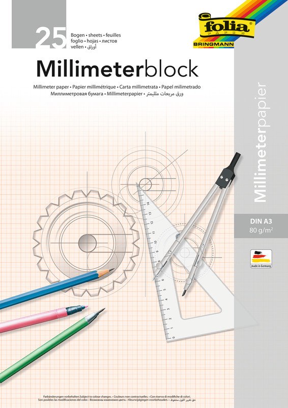 Folia Millimeterpapier Block A4 80g mit 1mm-Einteilung Pic1