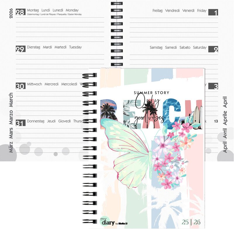 Biella Schüleragenda 12x16.5cm 2026 1W/2S Wire-O Pic1