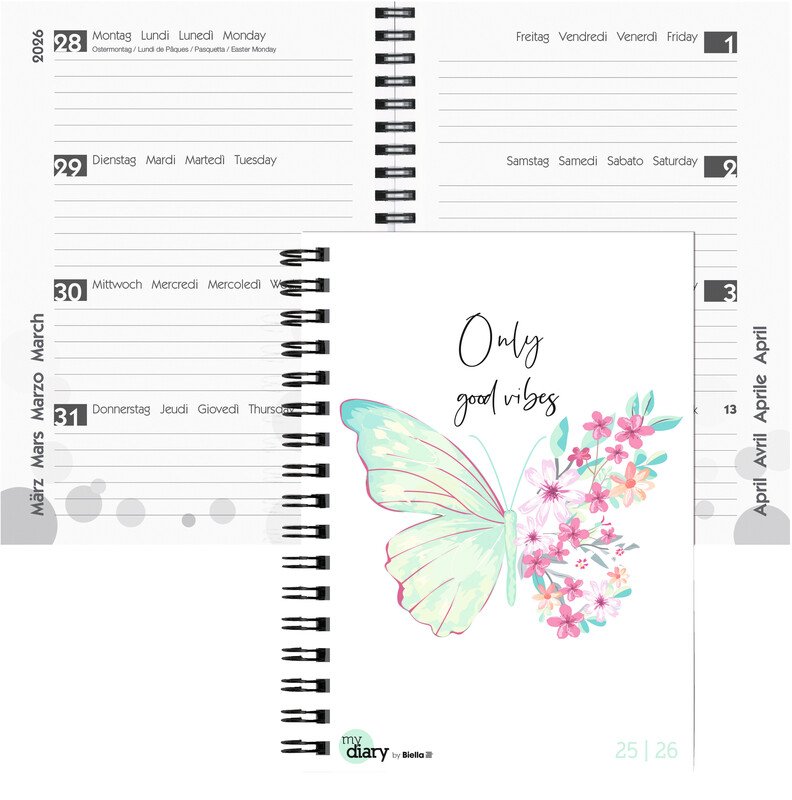 Biella Schüleragenda 12x16.5cm 2026 1W/2S Wire-O Pic1
