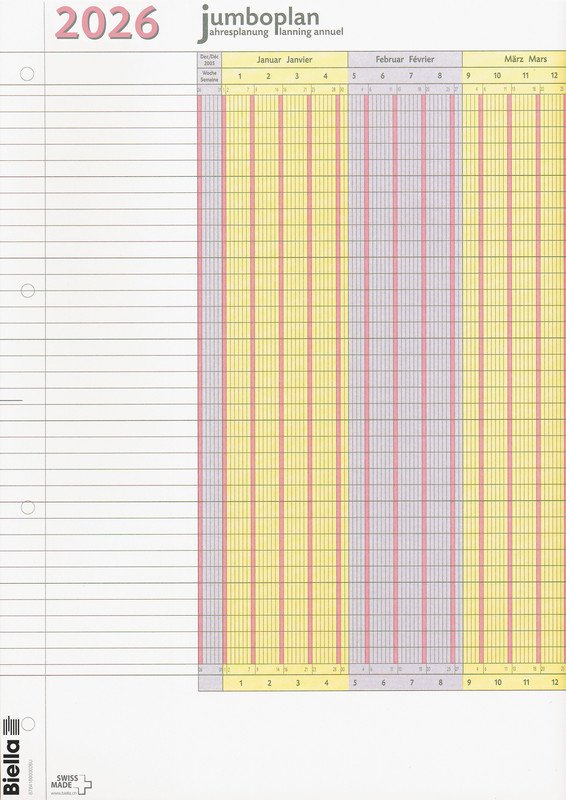 Biella Jumboplan 2026 64.5x29.7cm d/f à 2 Pic1