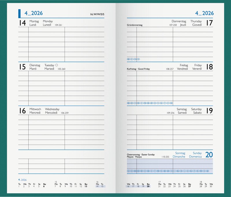 Biella agenda de poche Colorful 2026 1S/2P petrol Pic2