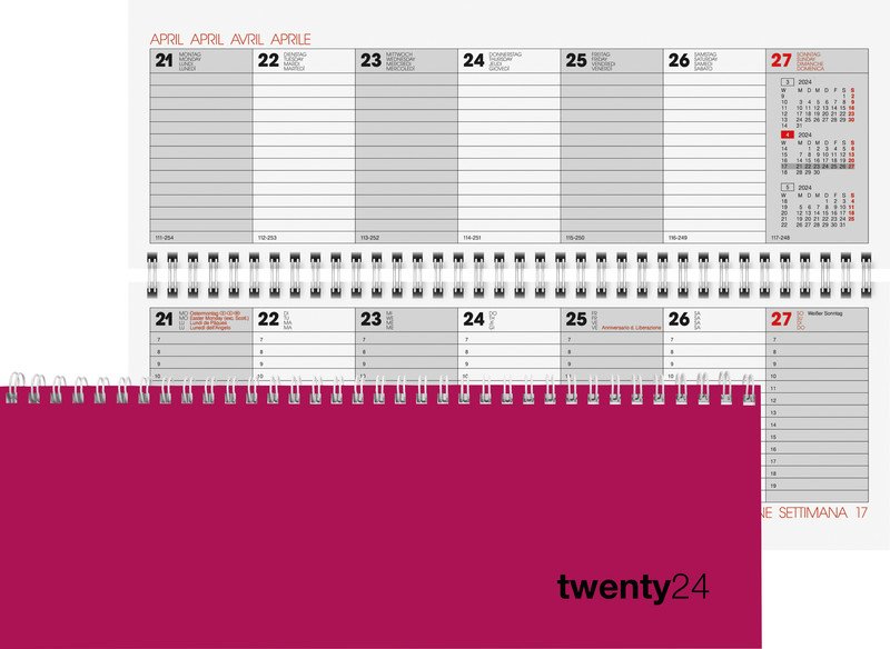 Biella calendrier de table Colorful Wire 29,7x10,5cm 1S/2P Pic1