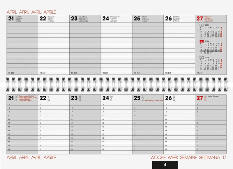 Biella calendrier de table Colorful Wire 29,7x10,5cm 1S/2P Pic2