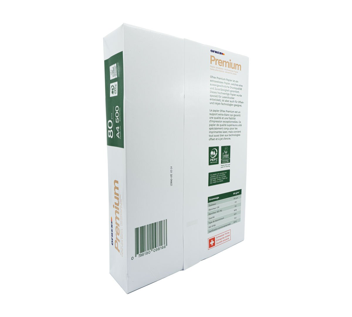 Ofrex Premium Papier A4 PEFC 80gr à 500 hochweiss Pic2