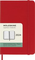 Moleskine Agenda de poche 9x14 1S/1P+ligné HC roug