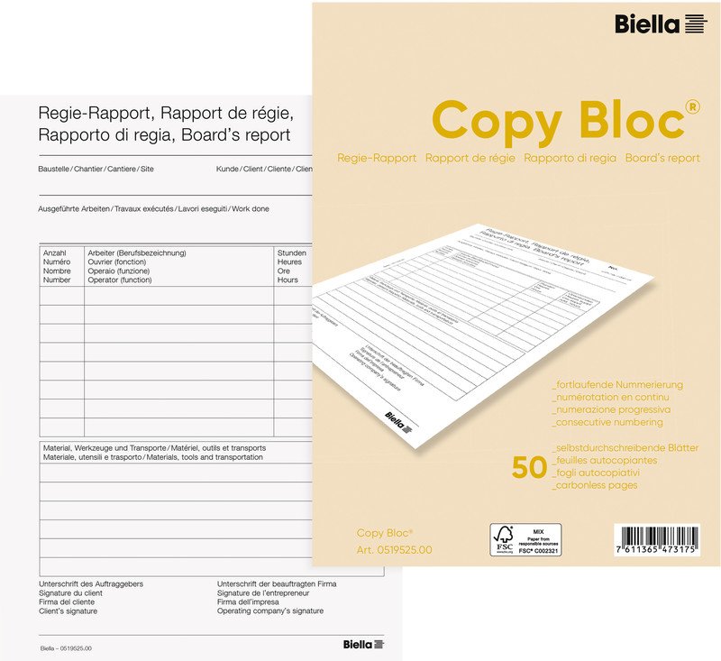 Biella Regie-Rapport-Buch A5 Pic1