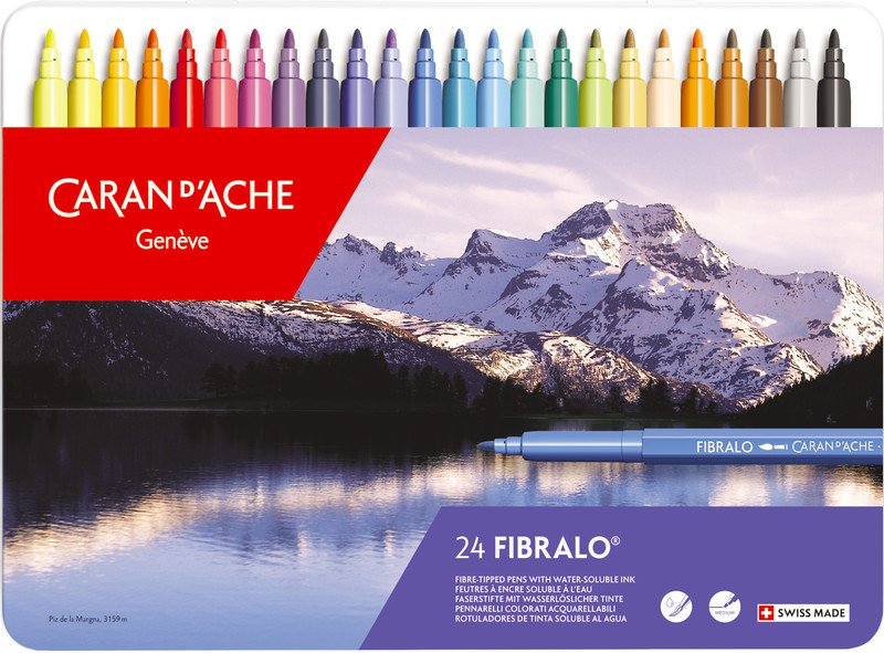 Caran d'Ache Faserschreiber Fibralo medium 24er Metalletui Pic1