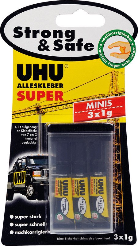Uhu Alleskleber Super Strong&Safe Minis 3 Tuben à 1g Pic1