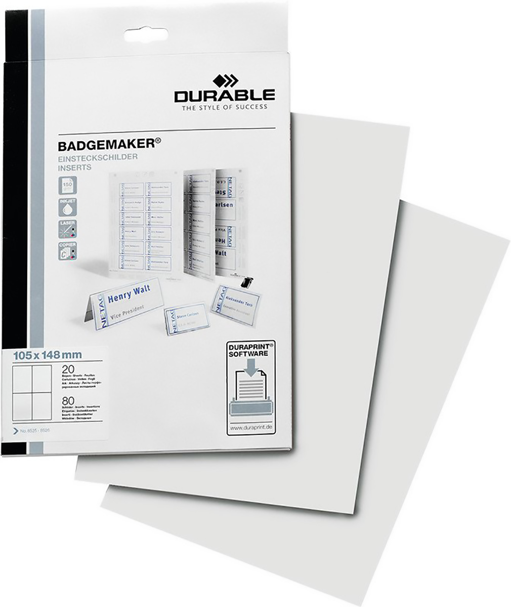 Durable Einstecketiketten für Namensschilder 105x148mm à 80 Pic1