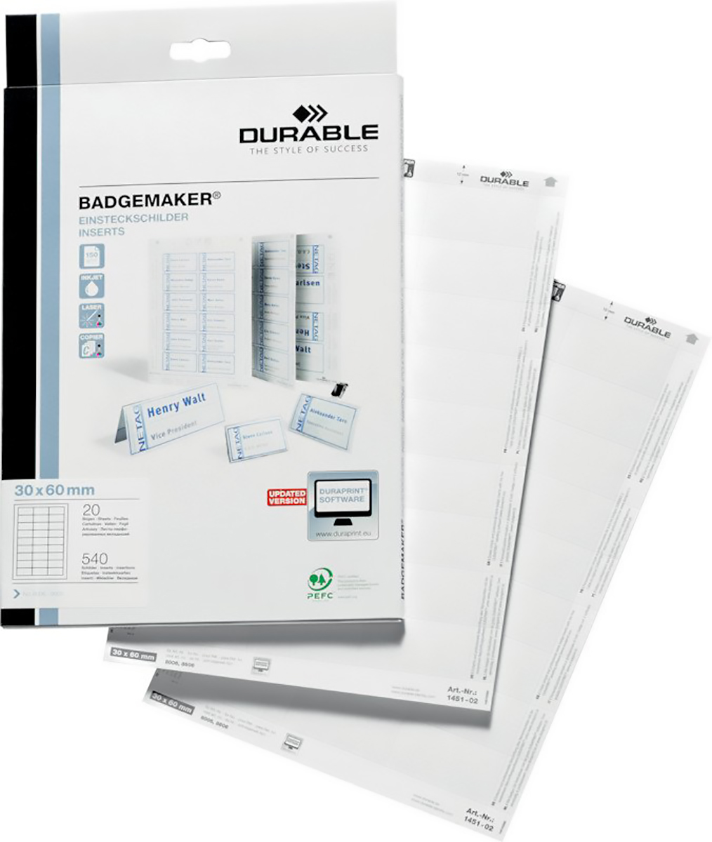 Durable Einstecketiketten für Namensschilder 60x30mm à 540 Pic1