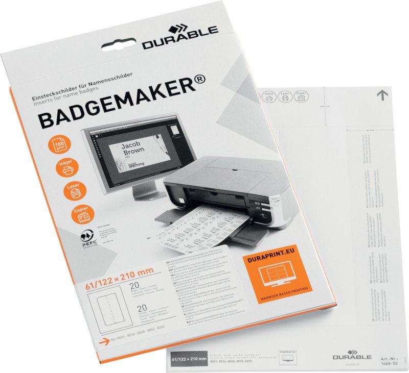 Durable Etiquettes pour badges 210x61mm à 20 Pic1