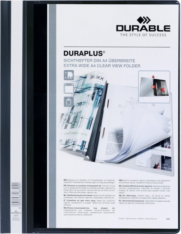 Durable Sichthefter Duraplus PP A4 überbreit schwarz Pic1