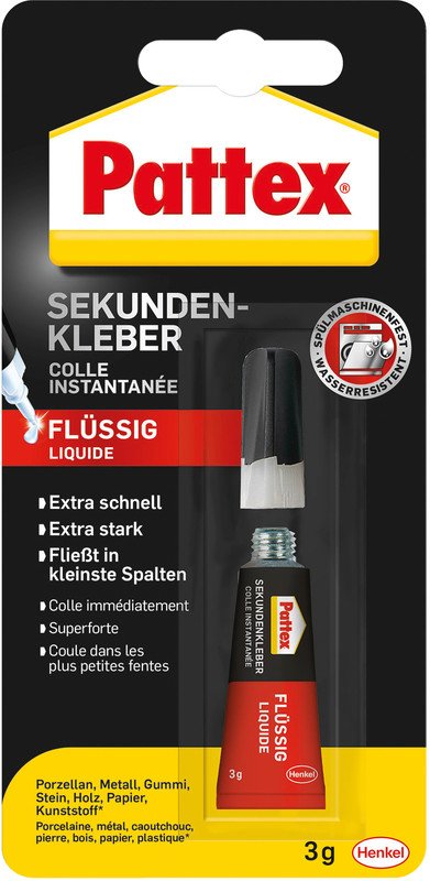 Pattex Sekundenkleber flüssig Verschluss mit Nadel Tube 3g Pic1