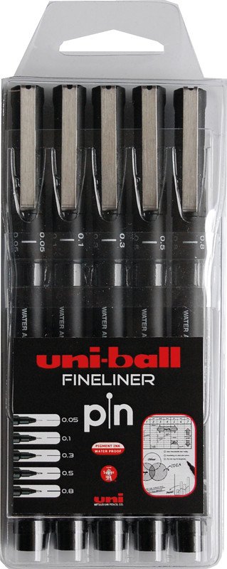 Uniball Faserschreiber PIN 0.05-0.8mm 5er Etui Pic1