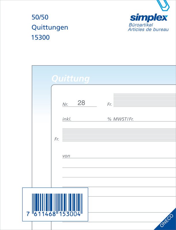 Simplex Oneco Quittungen A6 50x2 d Pic1