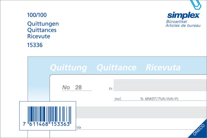 Simplex Oneco Quittungen A6 quer 100x2 d/f/i Pic1