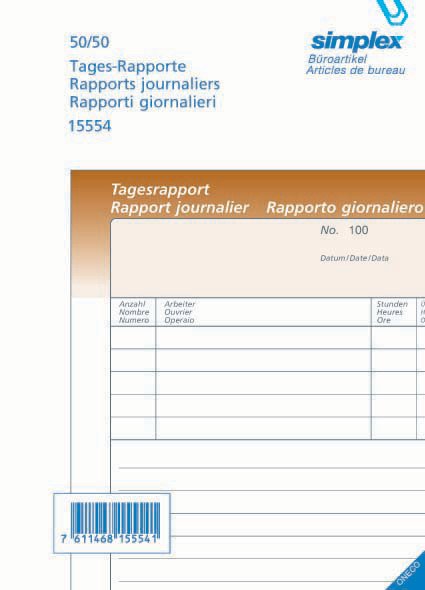Simplex rapport journalier A5 50x2 Pic1