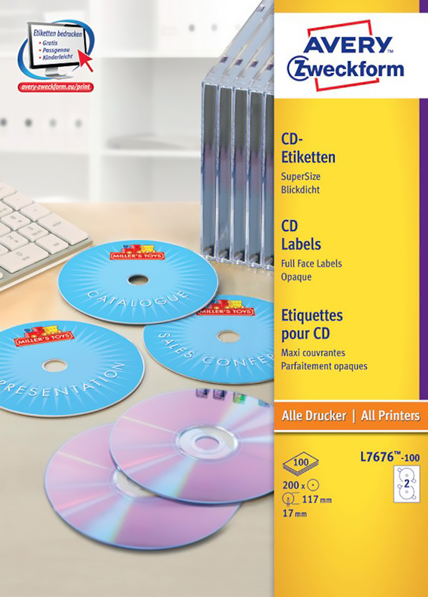 Avery Zweckform CD/DVD Etiketten 117 mm à 200 Pic1
