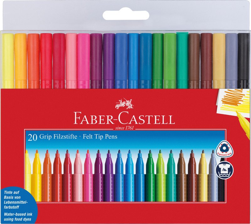 Faber Castell Faserschreiber Grip Colour 20er Etui Pic1
