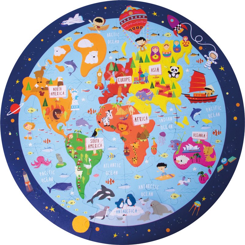 Apli Puzzle circulaire mappemonde anglais Pic3