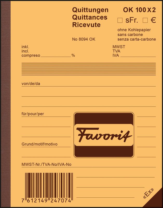 Favorit Quittungen A6 100x2 D/F/I Pic1