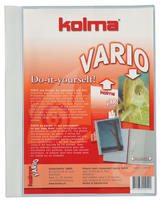 Kolma Schnellhefter Vario XL A4 mit Sichttasche farblos Pic1