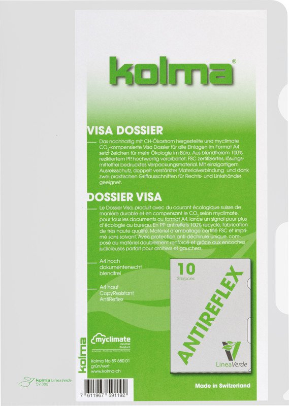 Kolma Sichthüllen Visa Dossier LineaVerde CopyResistant A4 Pic2
