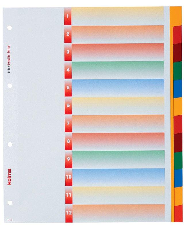 Kolma Register LongLife PVC A4 12-teilig blanko XL überbreit Pic1