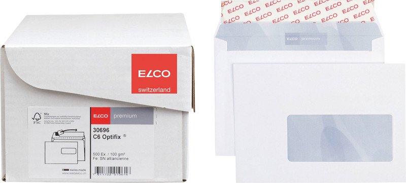Elco Couvert Premium FSC C6 100gr Fenster rechts à 500 Pic1