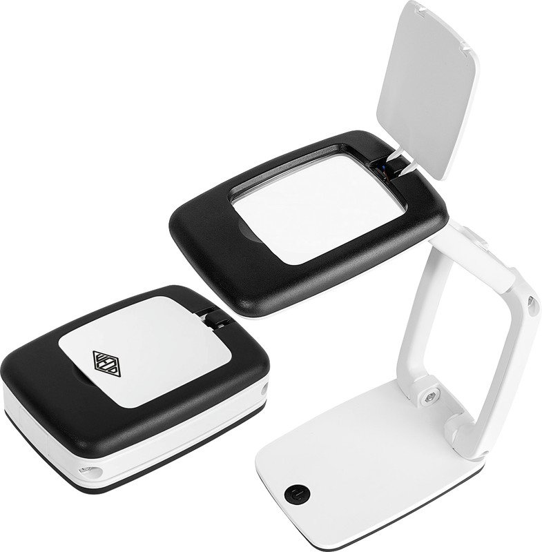 Wedo Tischlupe Pocket mit LED-Licht weiss/schwarz Pic1