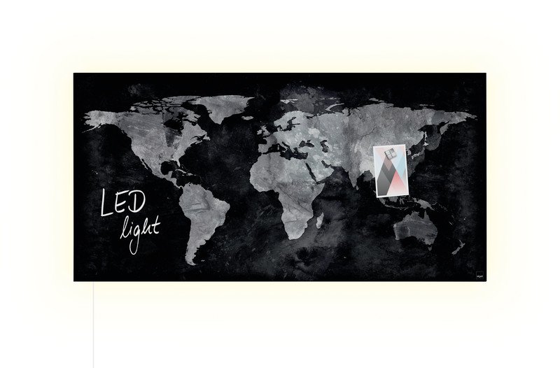 Sigel Glas-Magnetboard artverum World-Map LED light Pic1