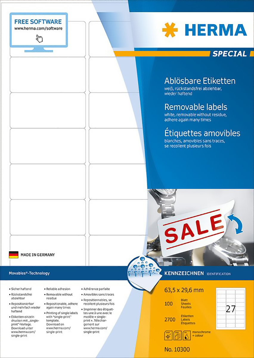 Herma Etiketten wiederablösbar 63.5x29.6mm à 100 Pic1