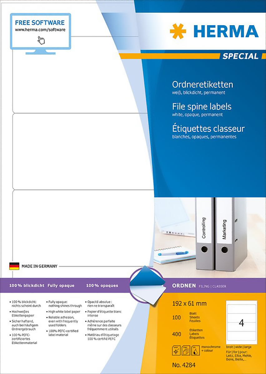 Herma Special Etiquettes pour dos de classeur 192 x 61mm Pic1