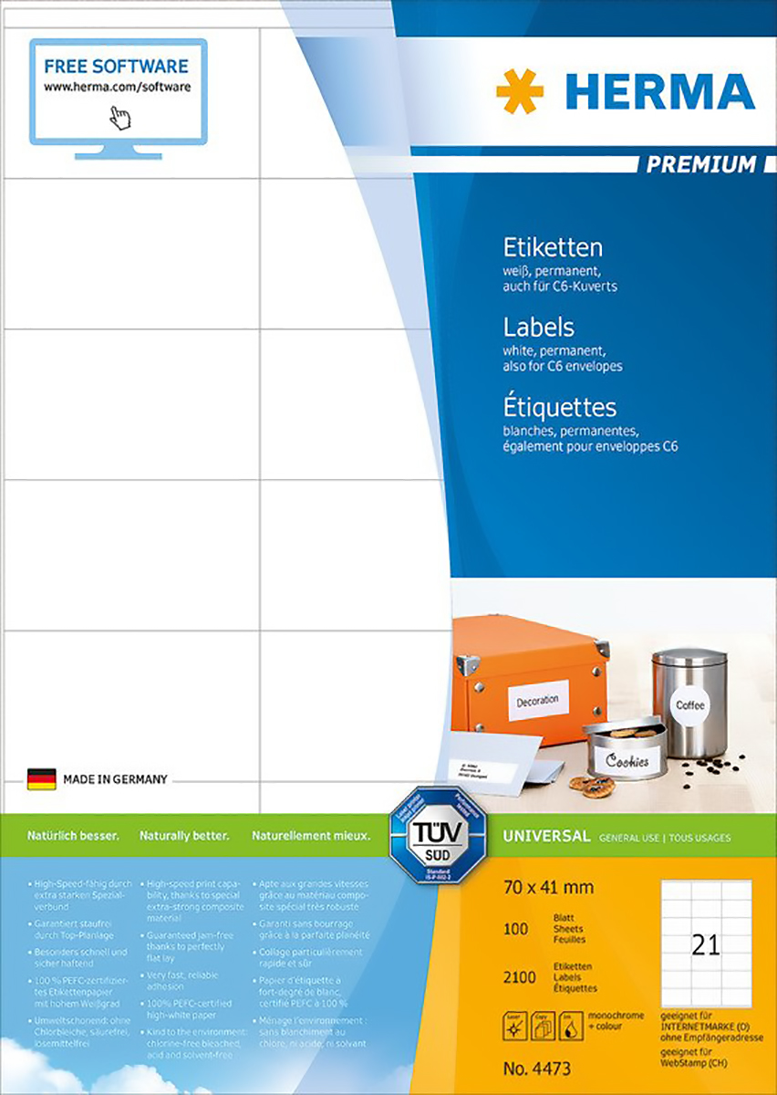 Herma Premium Etiketten 70x41mm à 100 Pic1