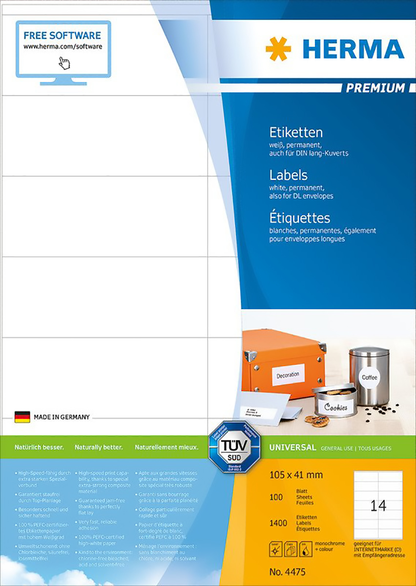 Herma Premium Etiketten 105x41mm à 100 Pic1