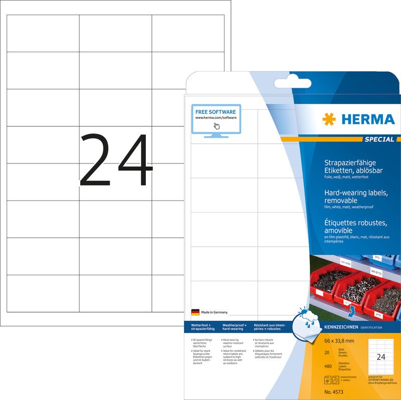 Herma Special Folienetiketten wiederablösbar 66x33.8mm à 20 Pic2