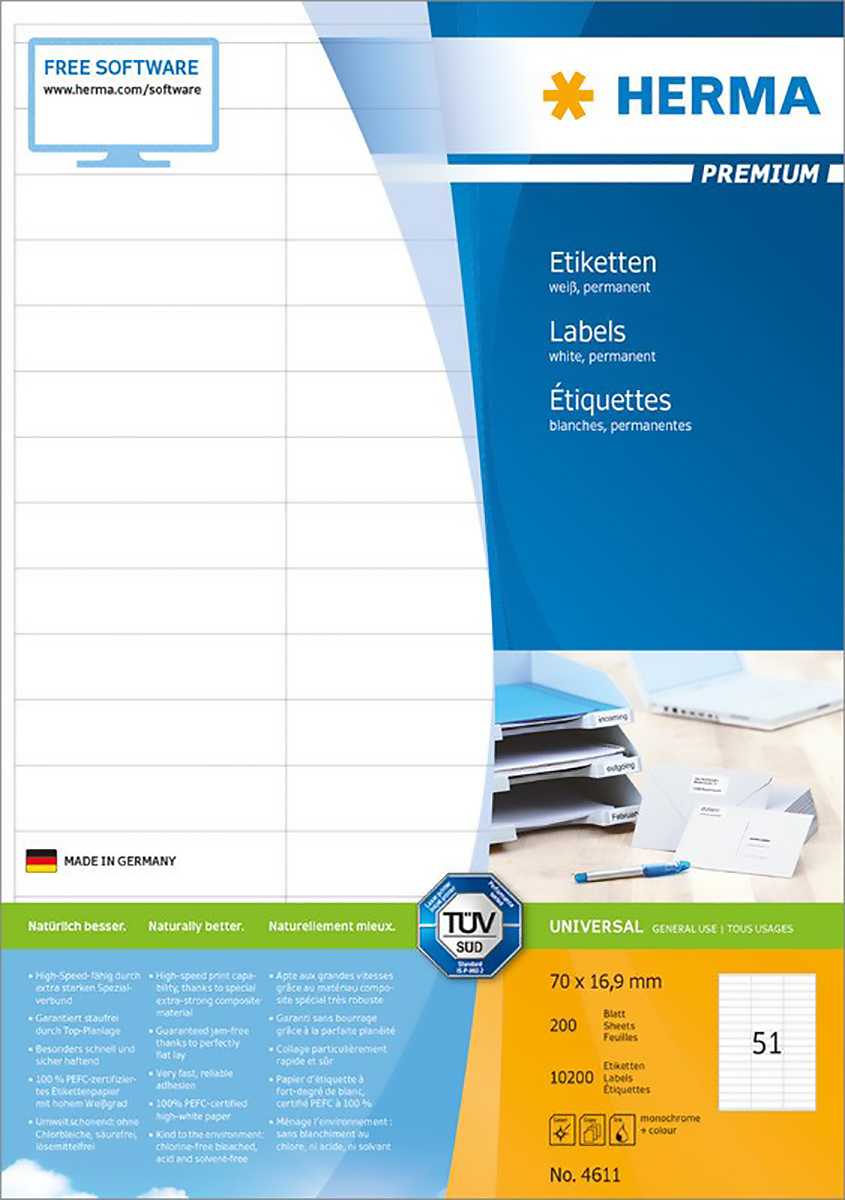 Herma Premium Etiketten 70x16.9mm à 200 Pic1
