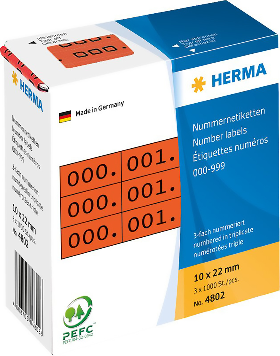 Herma Dreifach-Nummern 0-999 10x22mm à 3 x 1000 Pic1