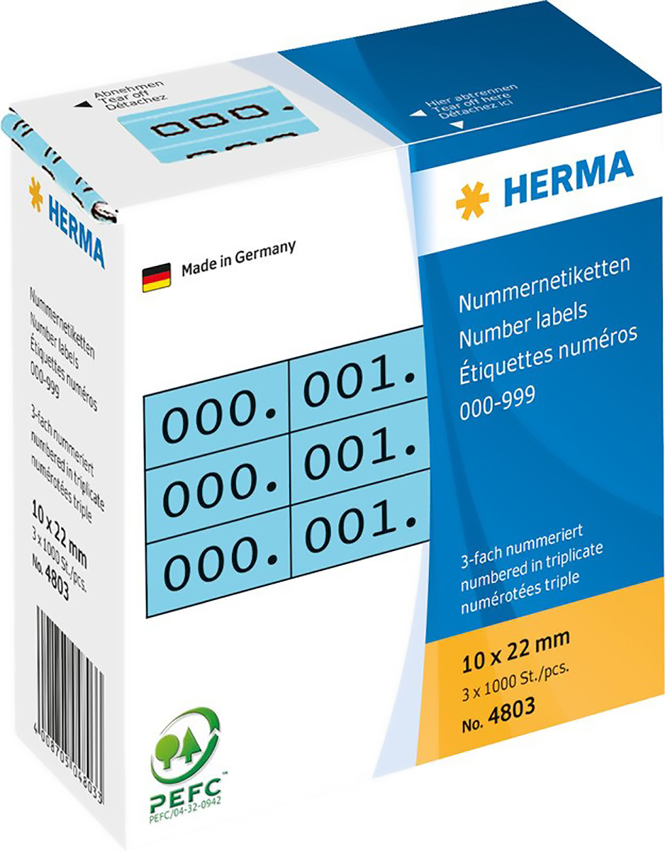 Herma Dreifach-Nummern 0-999 10x22mm à 3 x 1000 Pic1