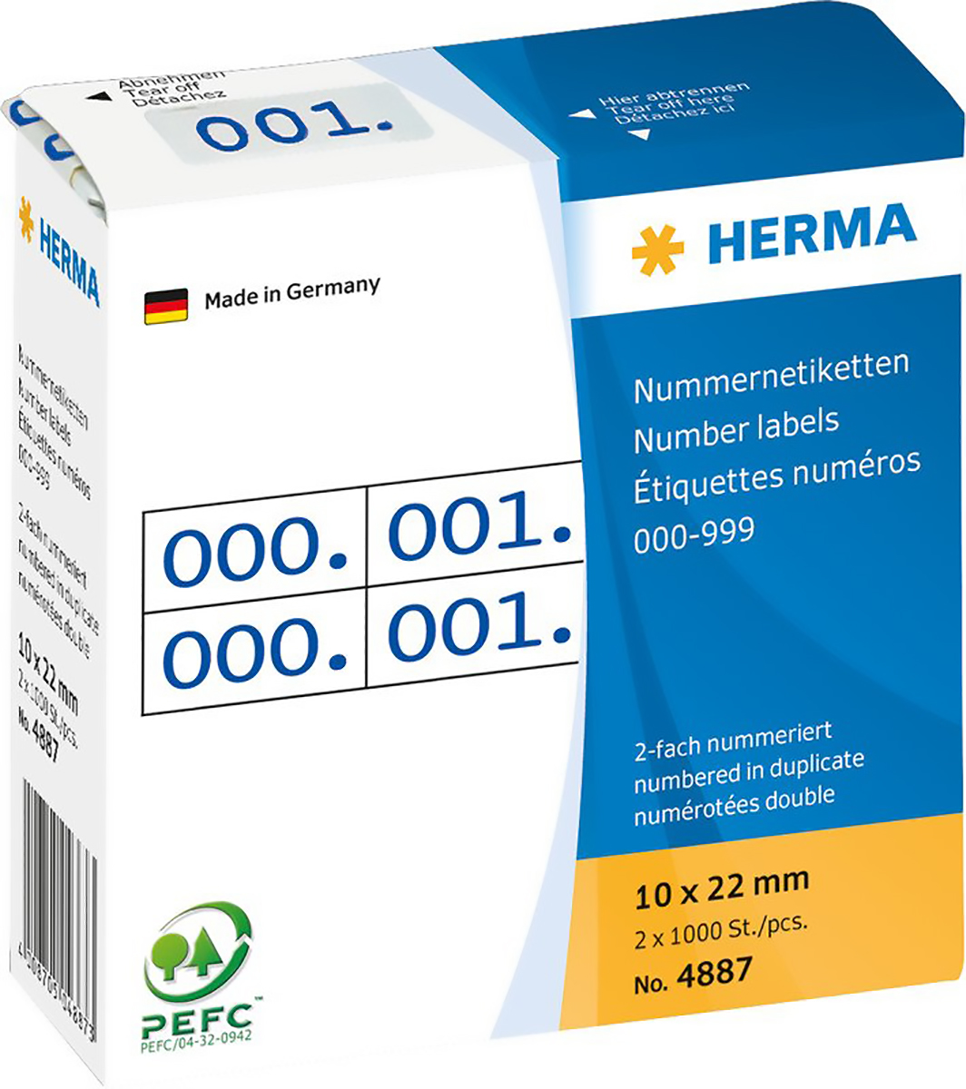 Herma Doppel-Nummer 0-999 10x22mm à 2 x 1000 Pic1
